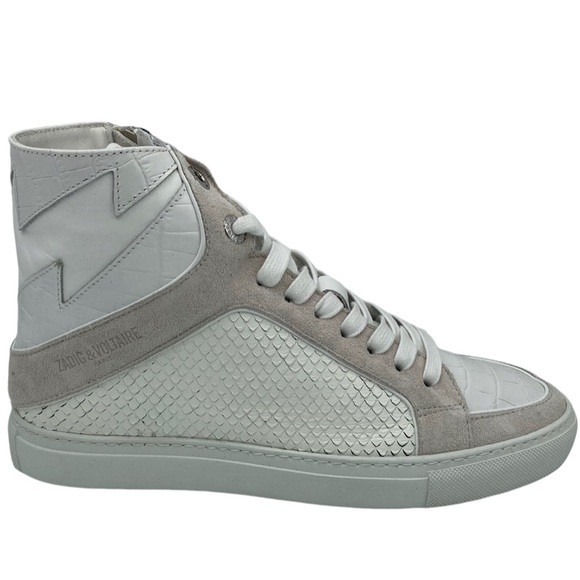 NWB Zadig & Voltaire High Flash Keith Snake Effect Leather Hi-Tops - Sz 7US - Picture 3 of 13